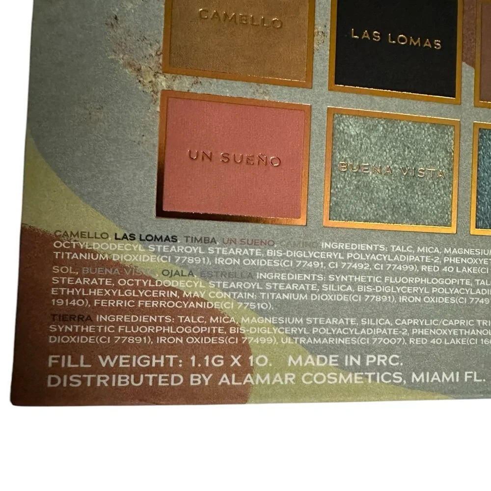 NEW In Box Alamar Cosmetics Destino Eyeshadow Palette 10 Color